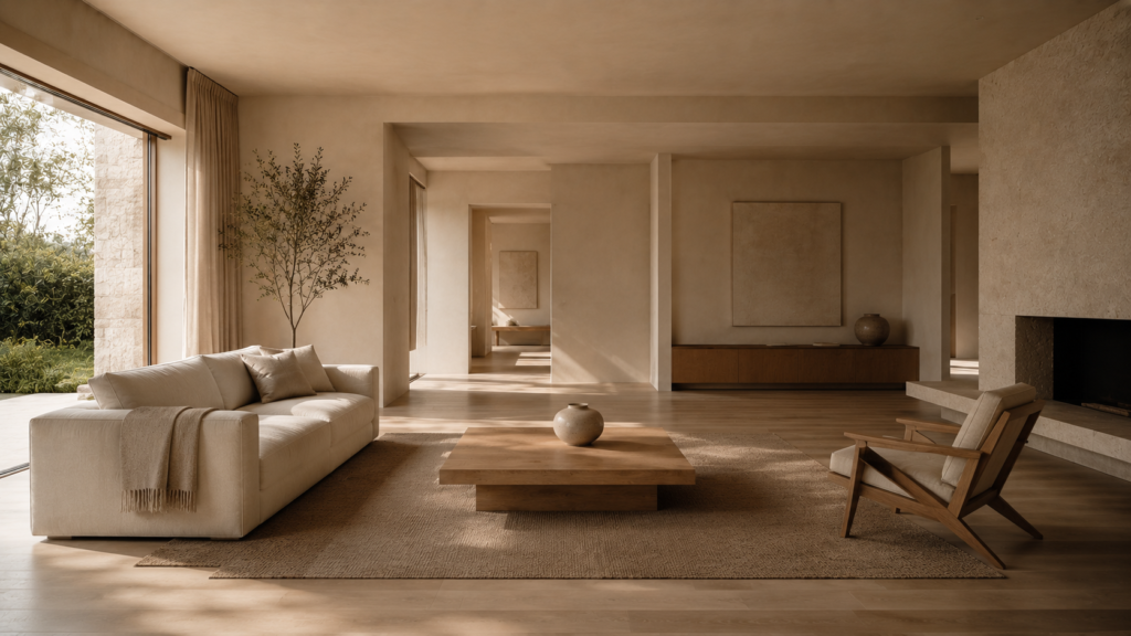 Spacious minimalist living room with clear pathways and better furniture spacing