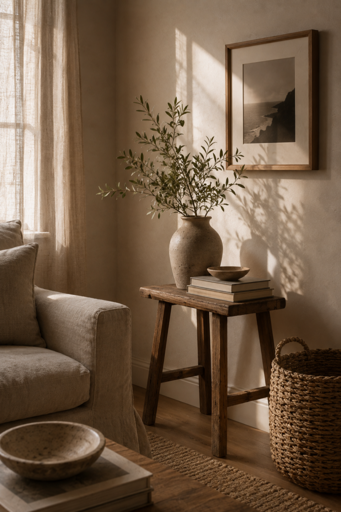 Cozy small apartment decor with personal minimalist styling